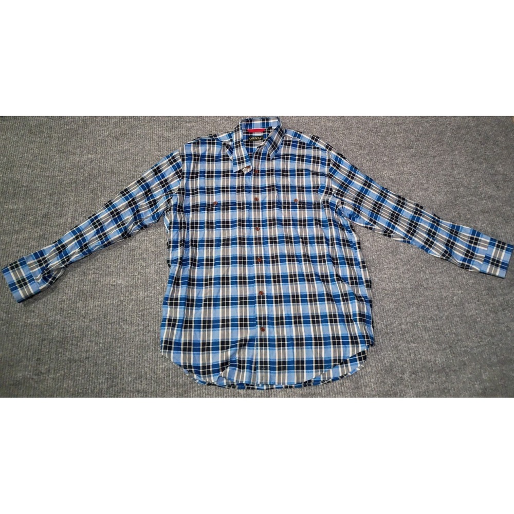 Orvis Men's Game Bird Plaid Button Down Shirt Size XL